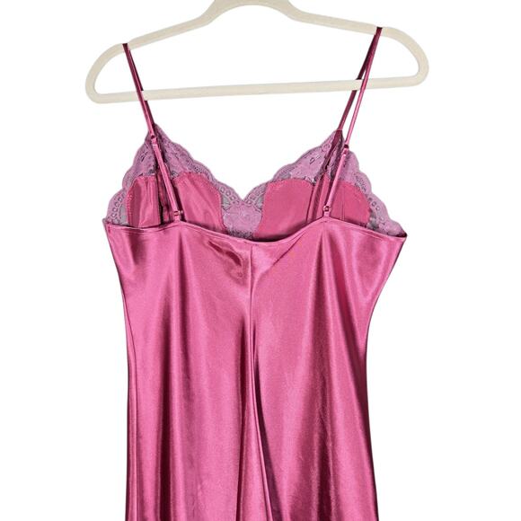 Delicates Pink Paisley Satin Robe & Chemise Set L/M Lace Trim Lingerie Romantic - Picture 7 of 11